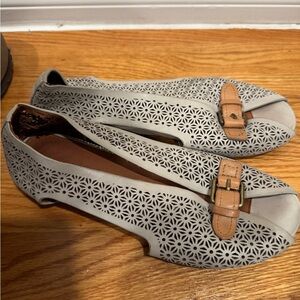 Gentle Souls Leather Flats with Tan Buckle